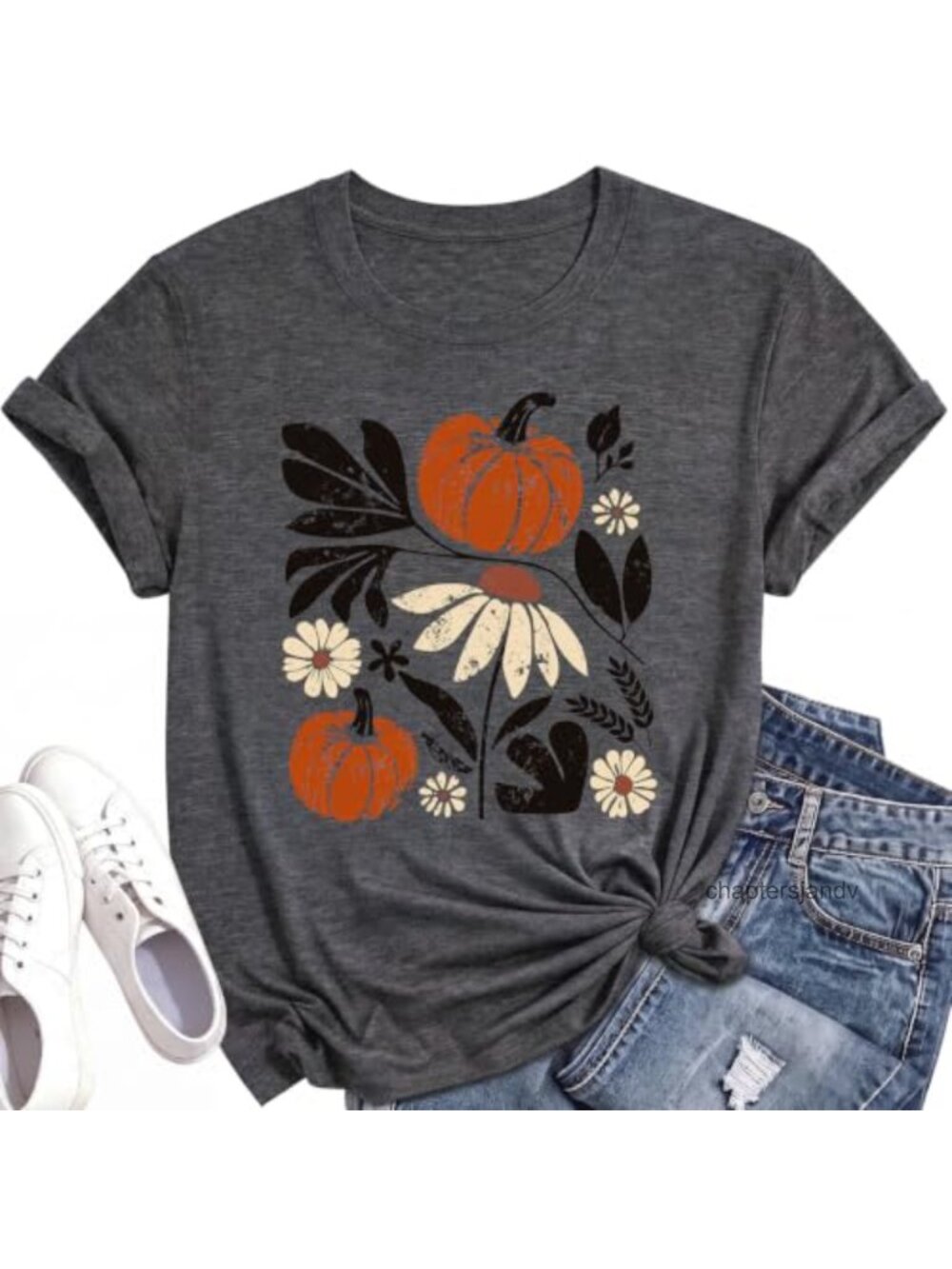Womens Fall Pumpkin Graphic T-Shirt Crew Neck Short Sleeve Casual Tee